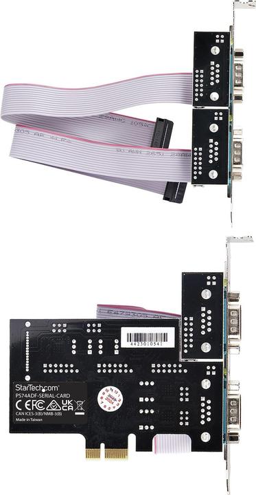 Produktbild StarTech com PS74ADF-SERIAL-CARD, PCIe, Seriell, RS-232/422/485, Schwarz, Aktivität, ASIX - AX99100