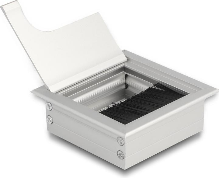 Produktbild Delock Kabeldurchführung für Tischeinbau mit Bürste 80 x 80 x 28 mm silber (Kabeldurchlass, 8 cm)