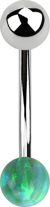 Actual product image Star Piercing Micro banana silver with ball and ball opal green (without brass, Surgical steel 316L)