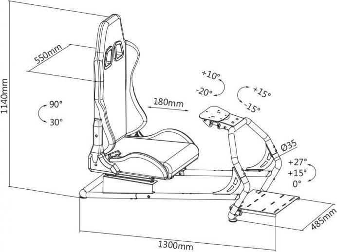 Image du produit White Shark Chaise de jeu pour le cockpit de simulation de King of Speed Racing