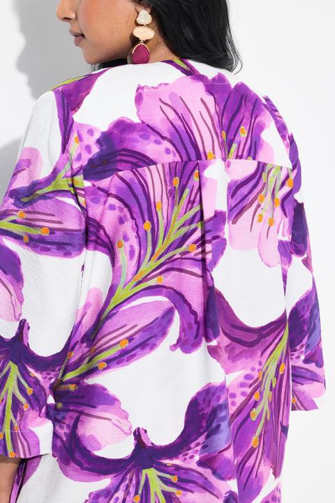 Produktbild Ulla Popken Jacke, Blüten, V-Ausschnitt, 3/4-Arm (46, 48)