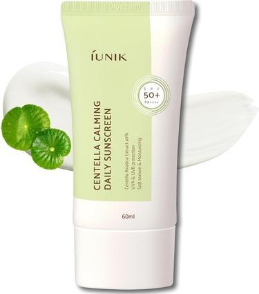 Immagine prodotto iUNIK Centella Calming Vegan Moisture SPF 50+ PA++++ Non appiccicosa Protezione solare quotidiana leggera (Crema solare viso, SPF 50+, 60 ml, 60 g)