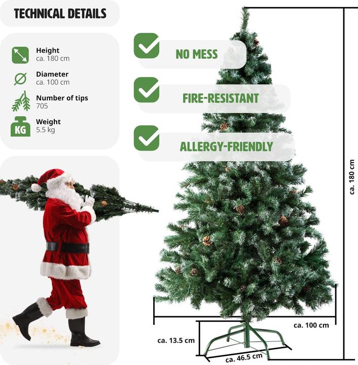 Produktbild tectake Künstlicher Weihnachtsbaum (180 cm)