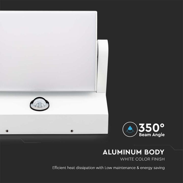 Produktbild V-TAC VT11020120W 20W LED Wandlicht Sensor Weiss Body 4000K IP65 (2520 lm, IP65)