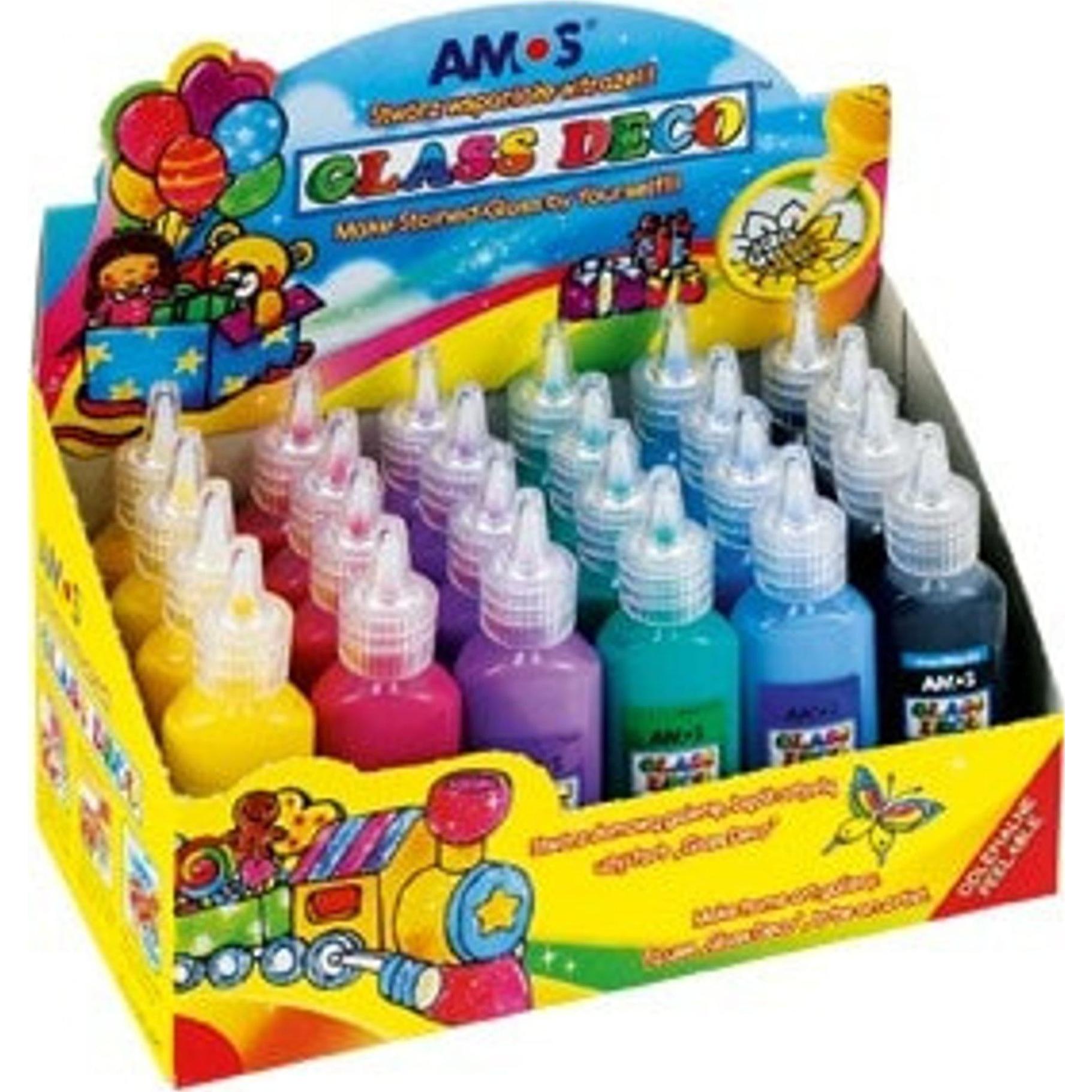 Amos, Colore + Vernice per fai da te, Farby Witrażowe 22 ml X 4 X 6 Kolorów (22 ml)
