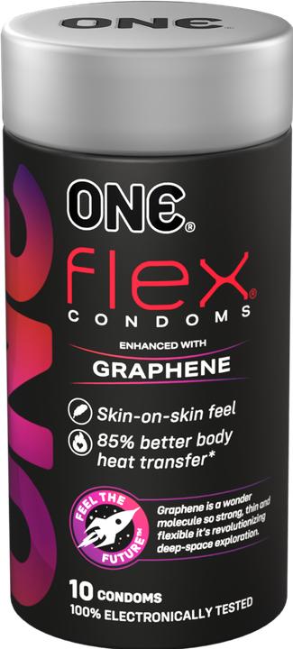 Actual product image One Flex condom - graphene technology for a skin-tight feel and optimum safety, vegan and ultra-safe. (10 pcs.)