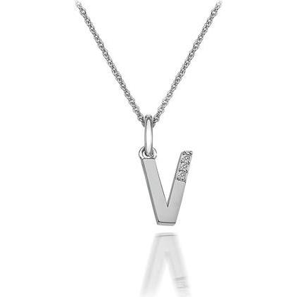 Hot Diamonds, Halsschmuck, Diamant Buchstaben Halskette V, (Silber 925, 40 - 45 cm)
