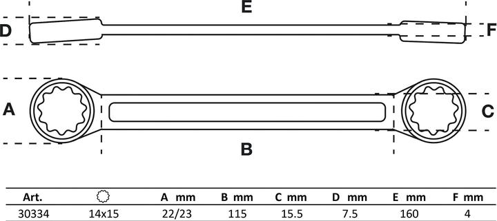 Produktbild BGS Doppel-Ringschlüssel extra flach SW 14 x 15 mm (14 mm, 15 mm)
