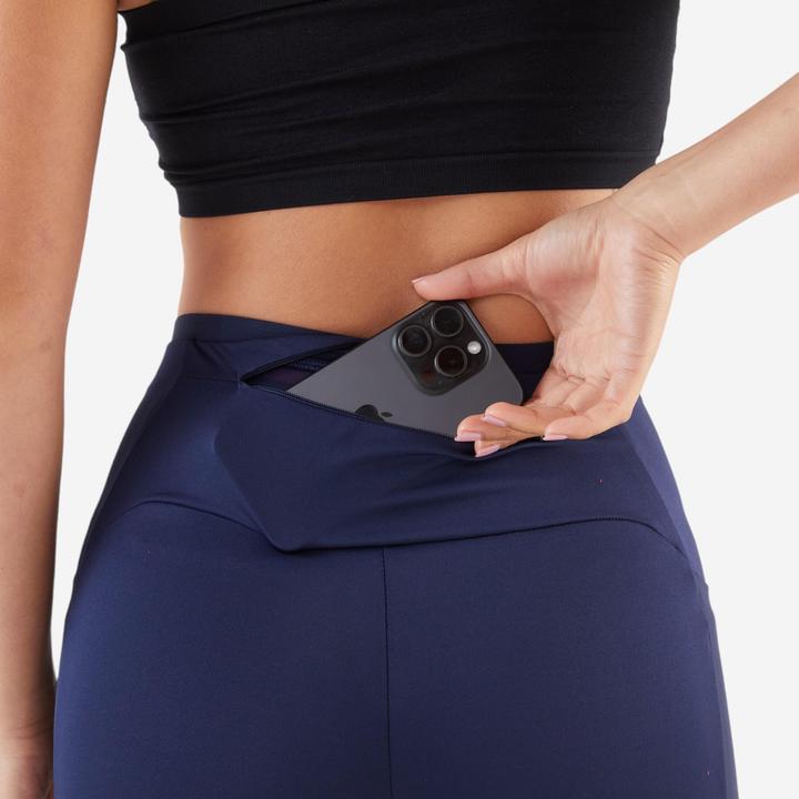 Actual product image Kiprun Lauftights 3/4 Damen atmungsaktiv - Run 500 Comfort marineblau (W28/L31)