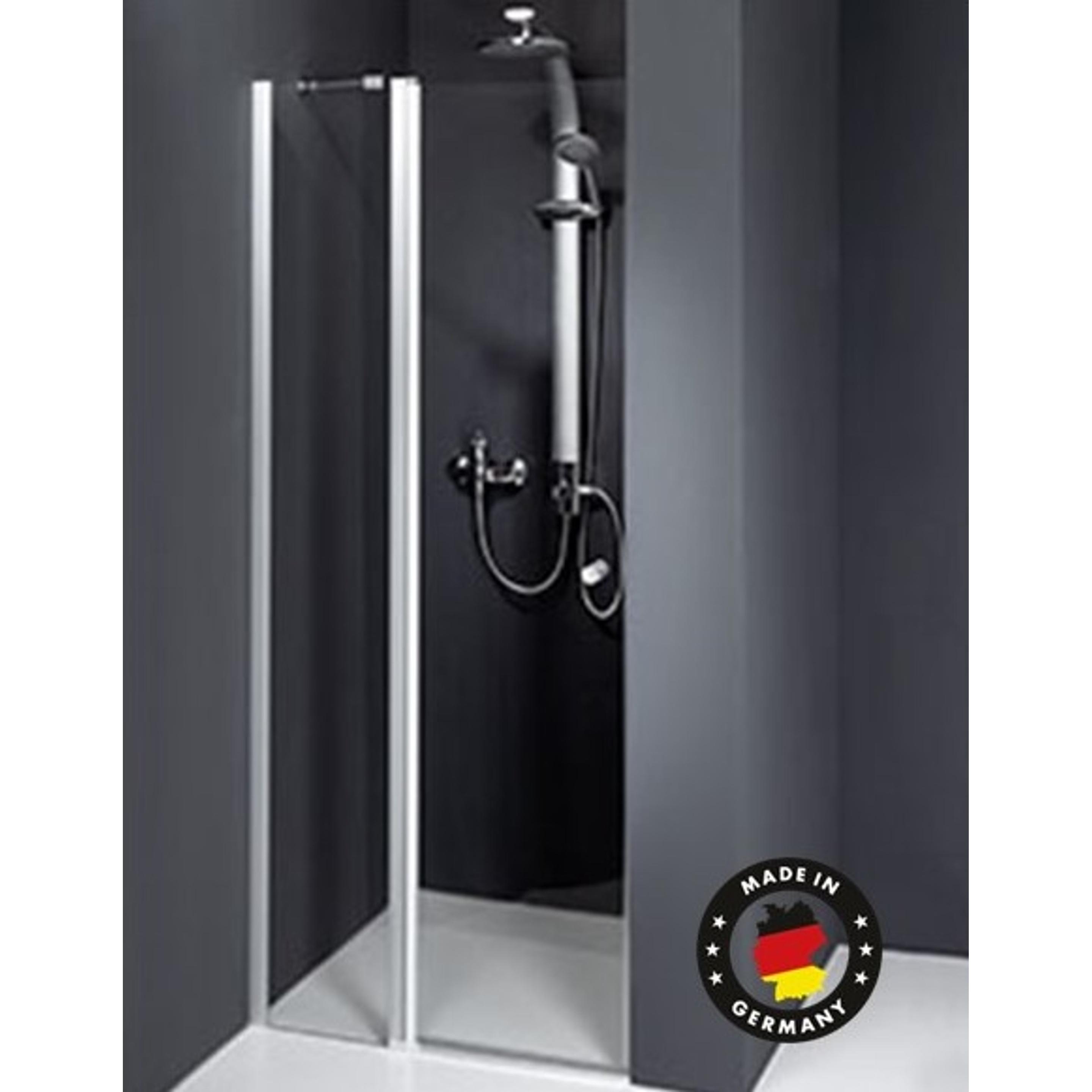 Dusbad, Duschkabine + Duschwand, Duschabtrennung Vital 5 Pendeltür an Festteil in Nische ESG 5mm (80 cm, 202.50 cm)