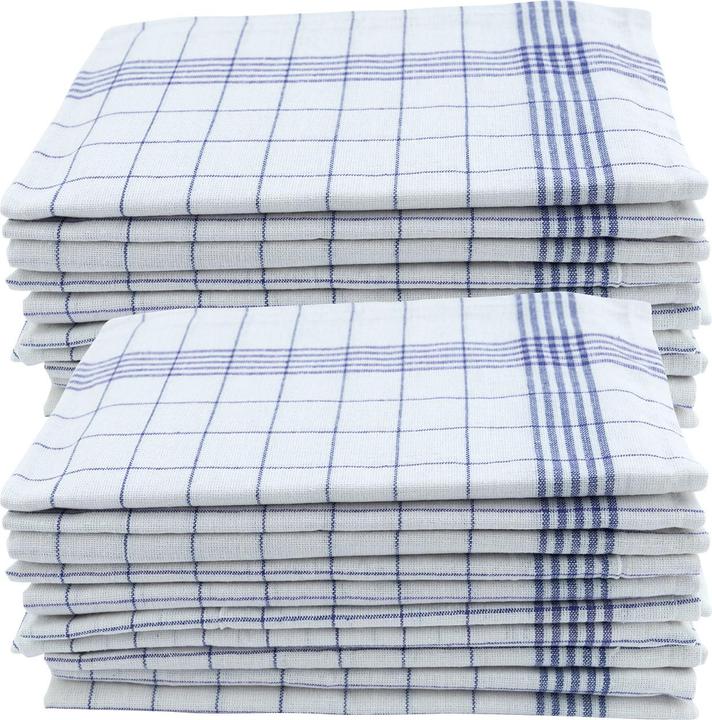 Casativo Half-linen tea towels, blue and white, 70 x 50 cm, set of 20 (70 x 50 cm)