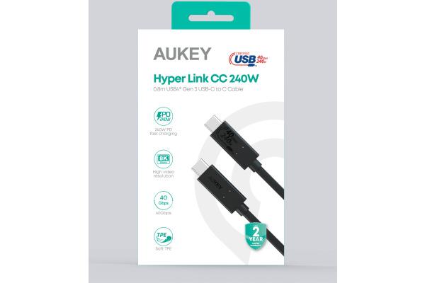 Produktbild Aukey USB C — USB C (0.80 m, USB 4.0, 240 W)