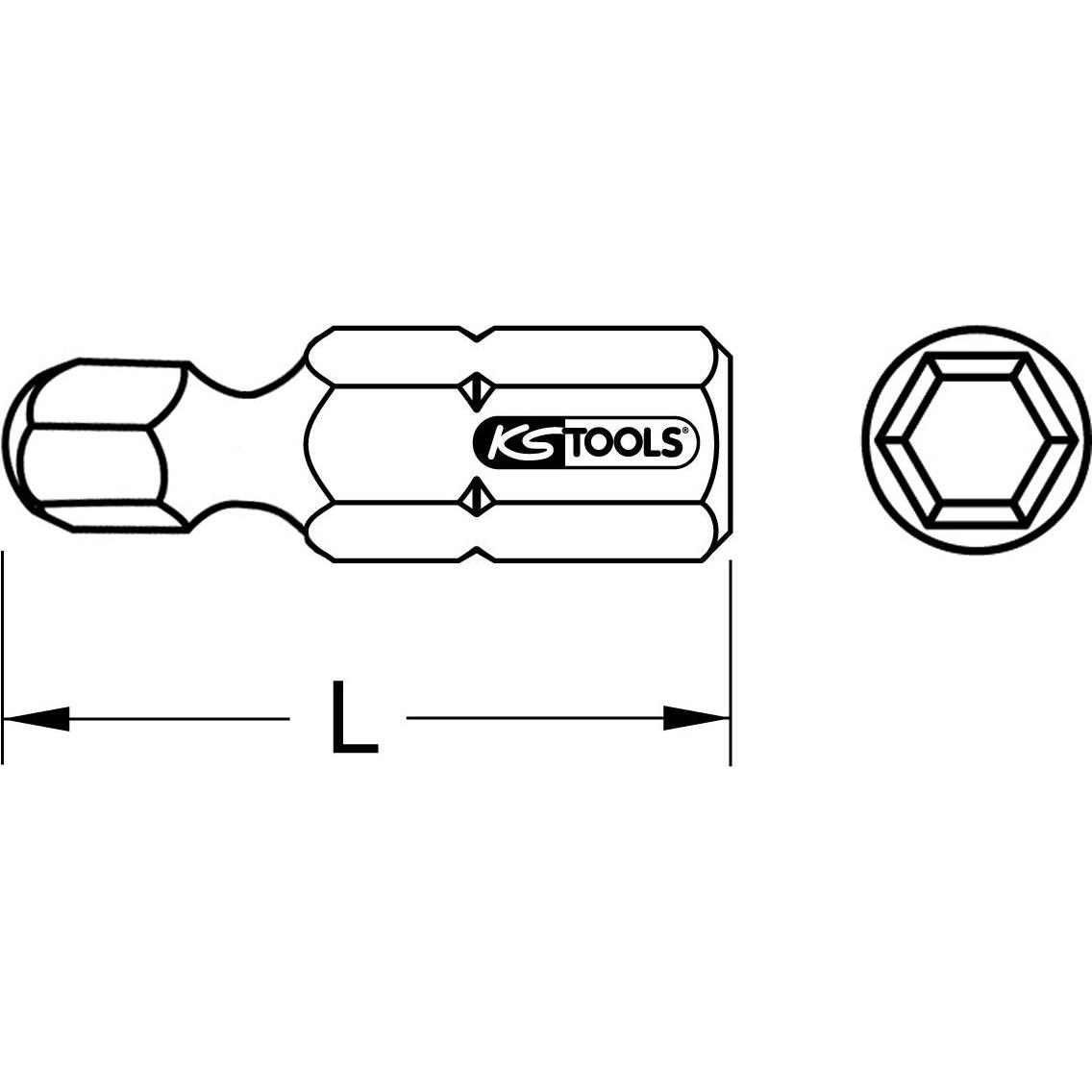Thumbnail - KS Tools, Bits, 1/4 Bit Innensechskant. 25mm. Kugelkopf. 6mm 911. (6 mm)