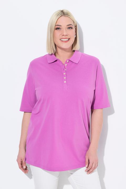 Produktbild Ulla Popken Poloshirt, Piqué, Polokragen, Samt-Knopfleiste, Halbarm (58)