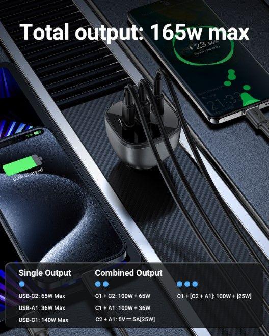 Actual product image Acefast B14 Car Charger Car charger 165W