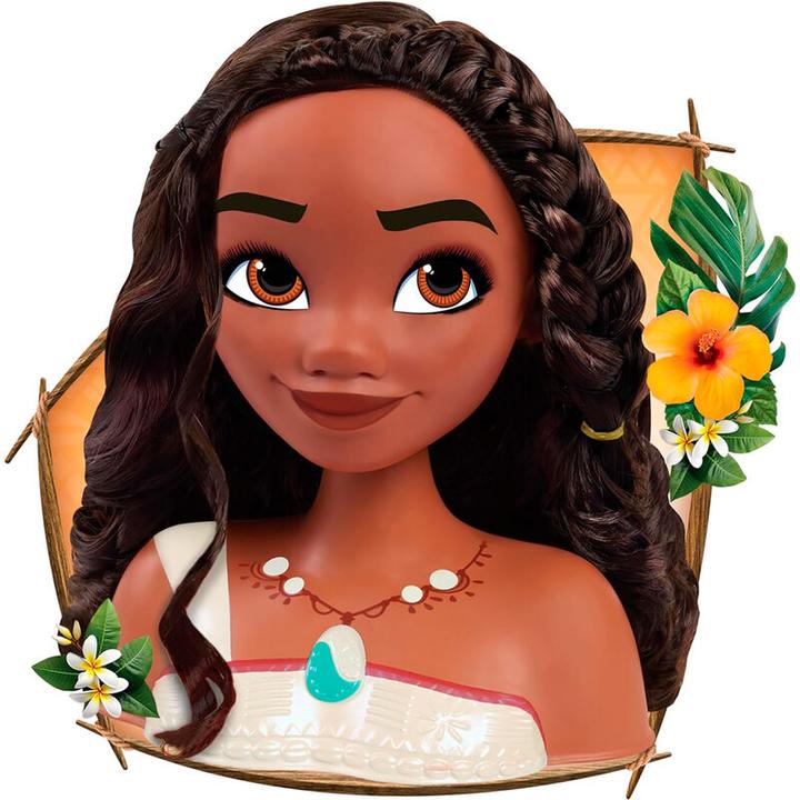 Just Play Disney Princess Moana 2 Styling Head, 7-pieces, Pretend Play, Kids Toys for Ages 3 Up