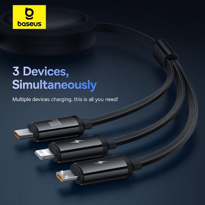 Actual product image Baseus Free2Draw Series USB-A to USB-C / Lightning / MicroUSB (1.10 m, USB 3.2 Gen 1, 100 W)