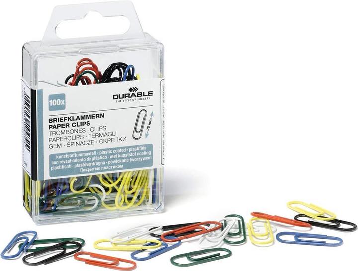 Durable Paperclips, kunststof gecoat, gekleurd, 26 mm assorti kleuren: zwart,... (1 x)