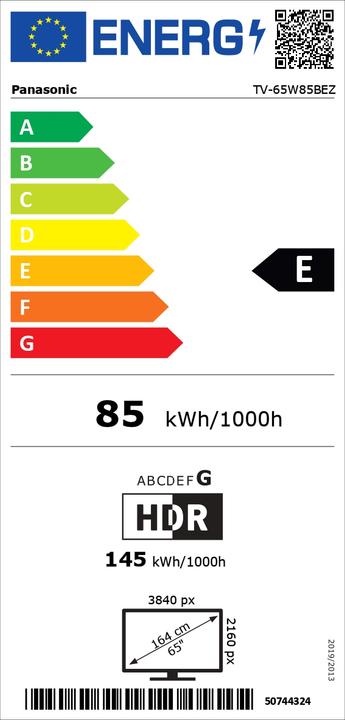 Energy Label Panasonic TV-65W85BEZ (65", W85B, QLED, 4K, 2025)