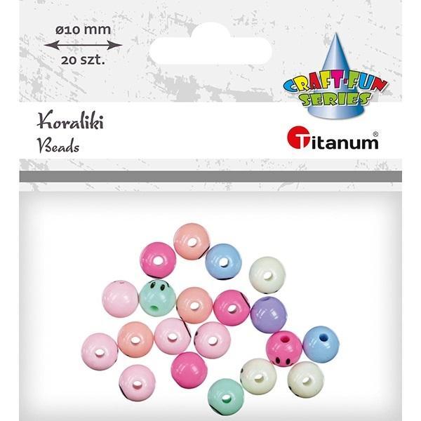 Teka Runde Kunststoffperlen mit Gesicht, 20 Stk