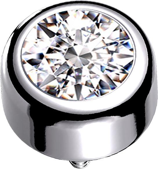Image du produit Star Piercing Dermal Anchor cylindre argenté avec cristal argenté (sans laiton, Titane)