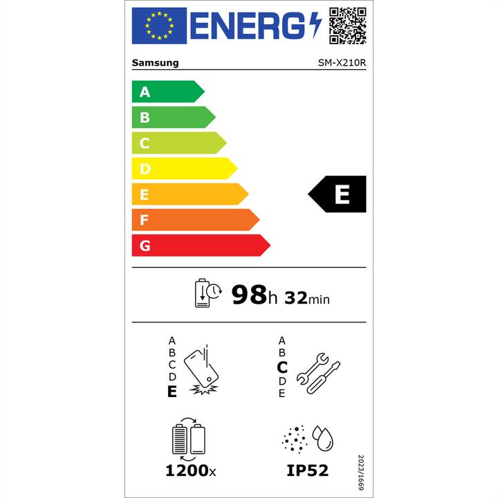 Energie-Label Samsung Galaxy Tab A9+ (2025) (nur WLAN, 11", 256 GB, Graphite)