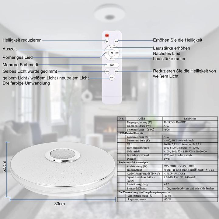 Produktbild Gindoly LED Deckenleuchte Smart (2500 lm)