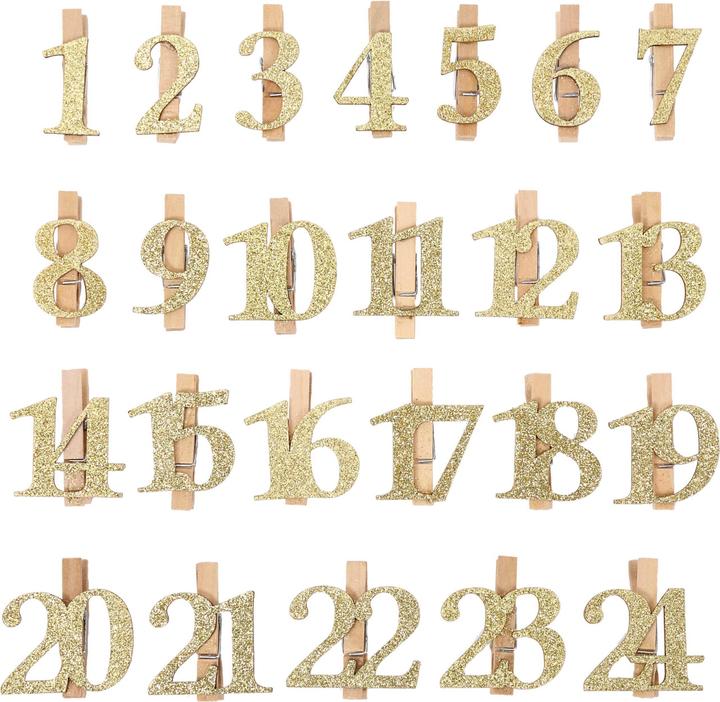 Immagine prodotto Papierdrachen Numeri di legno glitterati con clip