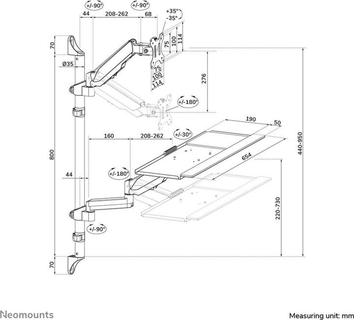 Produktbild Neomounts Wandhalterung Bildschirm + Tastatur 17-32"/100x100/voll beweglich (Wand, 32", 9 kg)