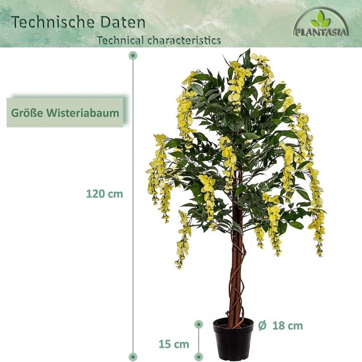 Immagine prodotto Plantasia Pianta artificiale Glicine giallo 120 cm (120 cm)