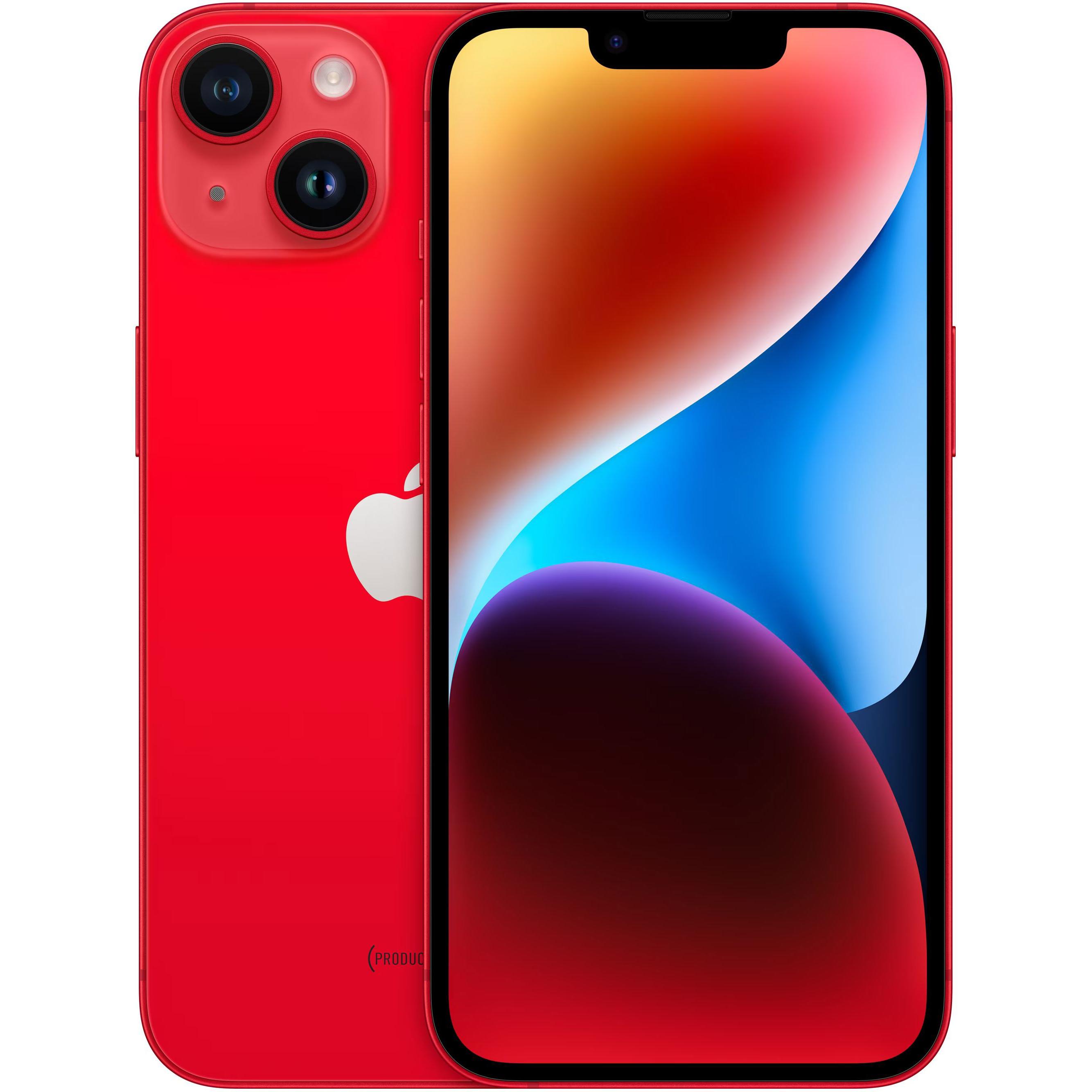 Apple iPhone 14 (256 GB, (PRODUCT)​RED, 6.10", SIM + eSIM, 12 Mpx, 5G), Smartphone, Rot