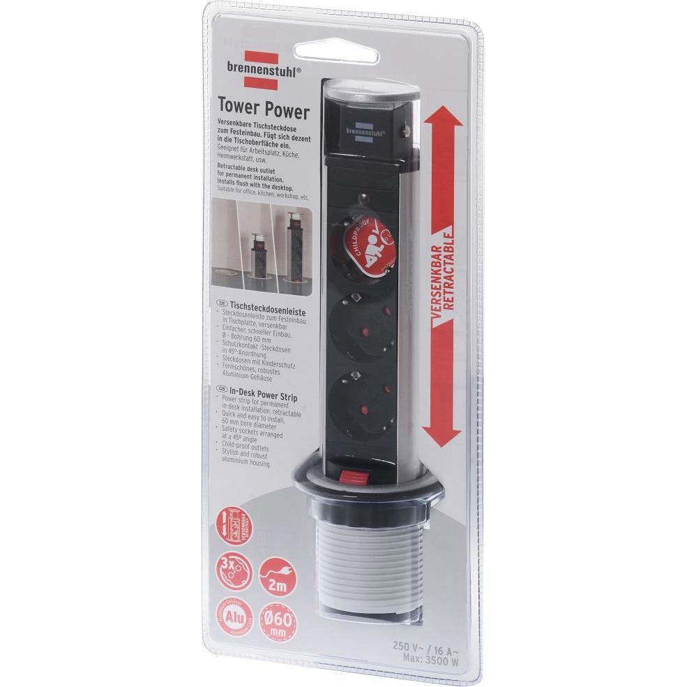 Thumbnail - Brennenstuhl, Steckdosenleiste, Tower Power (3 x, CEE 7/3, 2 m)