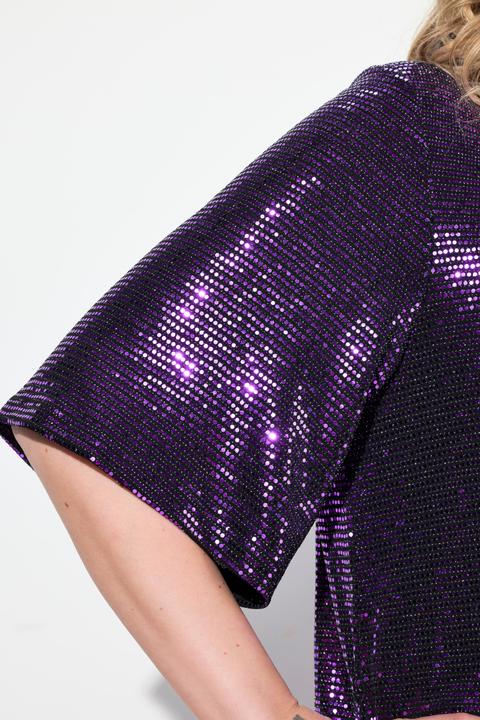 Produktbild Miamoda Damen grosse Grössen Kleid, A-Linie, Pailletten-Optik, 3/4-Ärmel violett 52 836334832-52 (52)