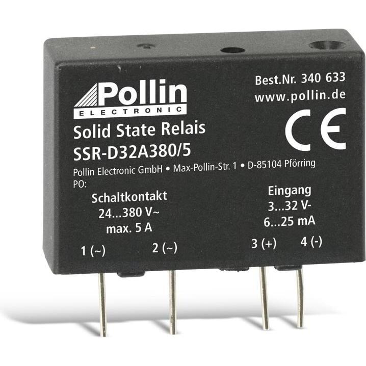 Pollini Solid State Relais SSR-D32A380/5, 3...32 V-, 5 A/380 V, Relais