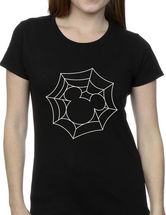 Actual product image Disney Womens/Ladies Mickey Mouse Spider Web Cotton T-Shirt (L)
