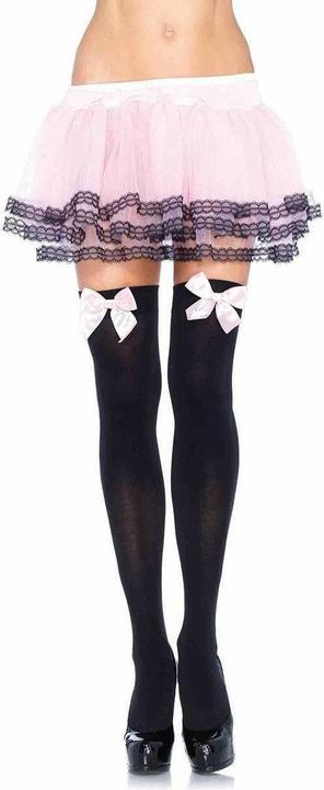 Produktbild Leg Avenue Schwarze Nylon-Halterh?Pfe Mit Rosa Schleife Einheitsgr?Sse (One Size)