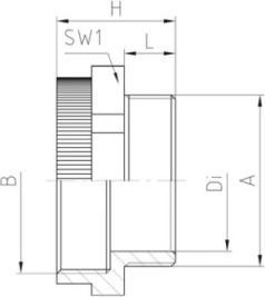 Actual product image Jacob Raising with hexagonal external thread M16 internal thread M20Polyamide light grey RAL 7035