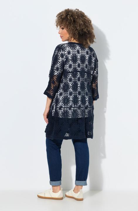 Produktbild Ulla Popken Strickjacke, Blüten, Wellenkanten, V-Ausschnitt, Langarm (54, 56)