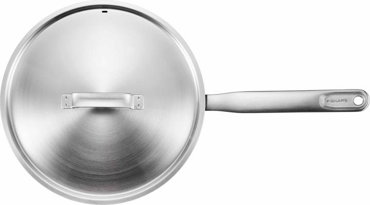 Actual product image Fiskars All Steel Sauté Pan with lid,2 (Frying pan, Stainless steel, 26 x 50.50 cm)