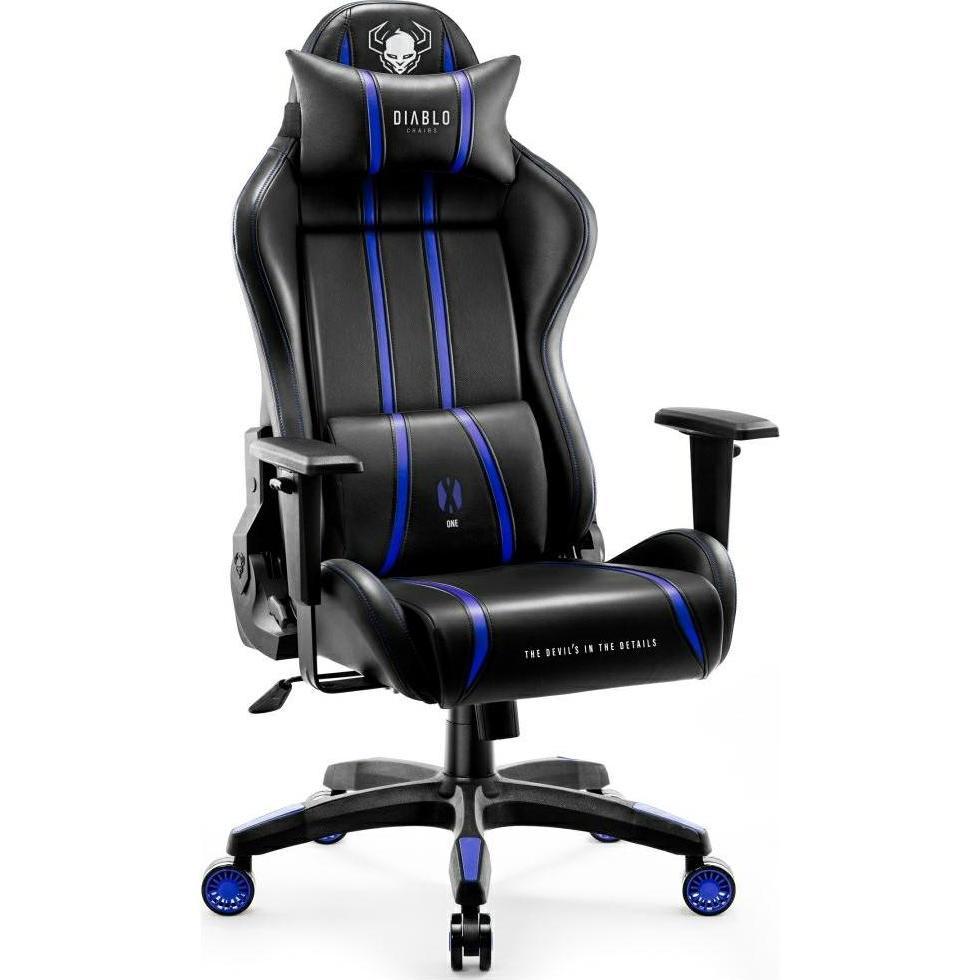 Diablo Gaming stoel X-One 2.0 Gaming Chair Normaal, Zwart-blauw, Gaming stoel, Blauw, Zwart