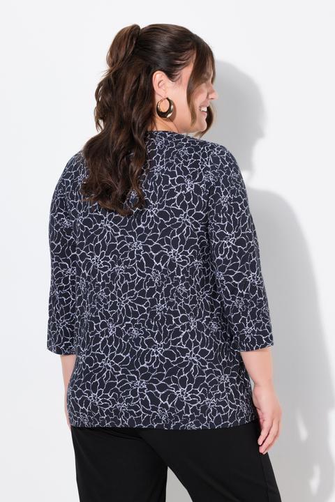 Actual product image Ulla Popken Fabulous Print 3/4 Sleeve Cotton Tee (62)