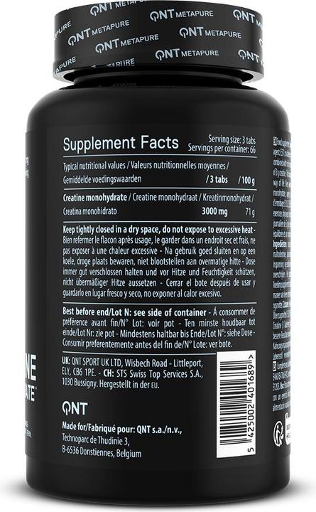 Nutritional values and ingredients QNT Creatine Monohydrate (200 pcs., Pills, 274 g)