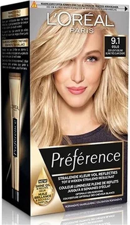 Productafbeelding L'Oréal Paris L'Oreal Paris Preference 9.1 Very Light Ash Blonde Hair Color (9.1 Zeer licht asblond)