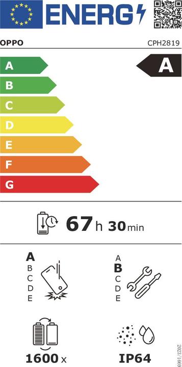 Energy Label Vodafone A6X DS 4+128 VOD BLACK PURPLE (128 GB, Black Purple, Violet, 6.75", Dual SIM, 4G)
