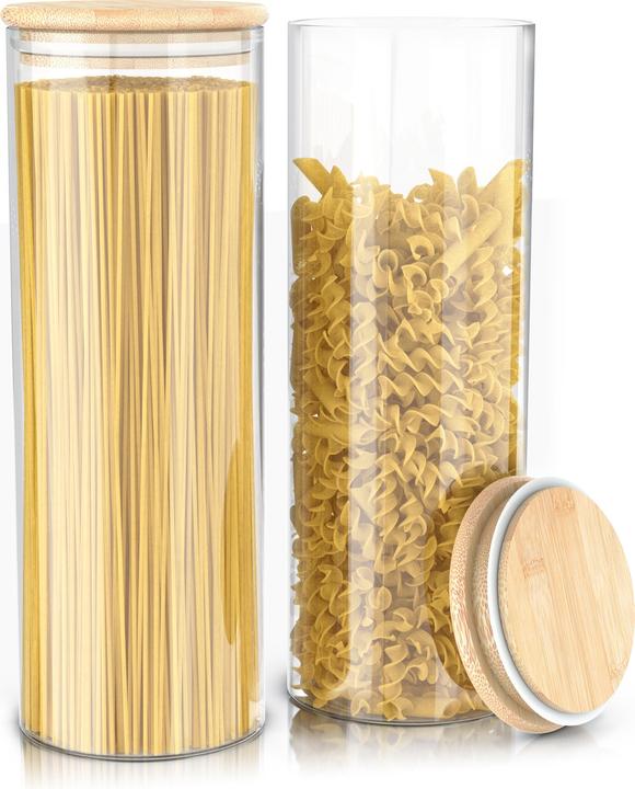 Produktbild Arendo 8x 2,2 L Vorratsgläser, Glasbehälter, 8er Set, Borosilikatglas, Bambusdeckel, Vorratsdosen luftdicht (2.20 l)