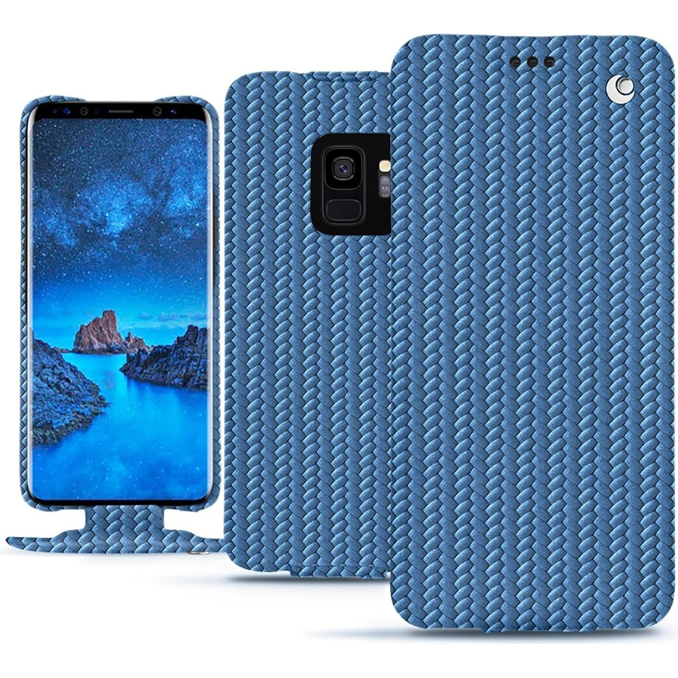 Noreve Lederschutzhülle vertikal (Samsung Galaxy S9), Smartphone Hülle, Blau