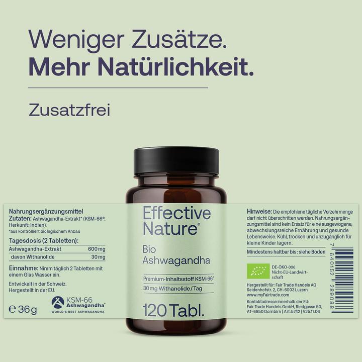 Actual product image Effective Nature Organic Ashwagandha Extract KSM-66 (120 pcs., Pills, 36 g)