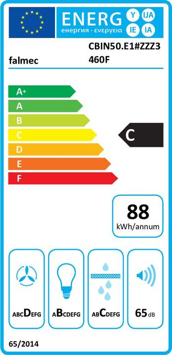 Energie-Label Falmec Dunstabzugshaube BUILT IN 50 EVO Stahl (Flachschirmhaube)