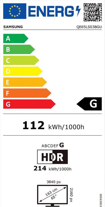 Energy Label Samsung The Frame QE65LS03B - (EU) (65", LS03B (EU), QLED, 4K, 2023)
