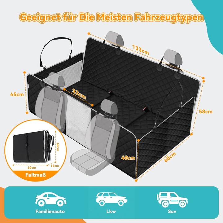 Immagine prodotto Daistern Wasserdichte Autoschondecke mit Seitenschutz (Cane, Pieghevole, Lavabile in lavatrice)